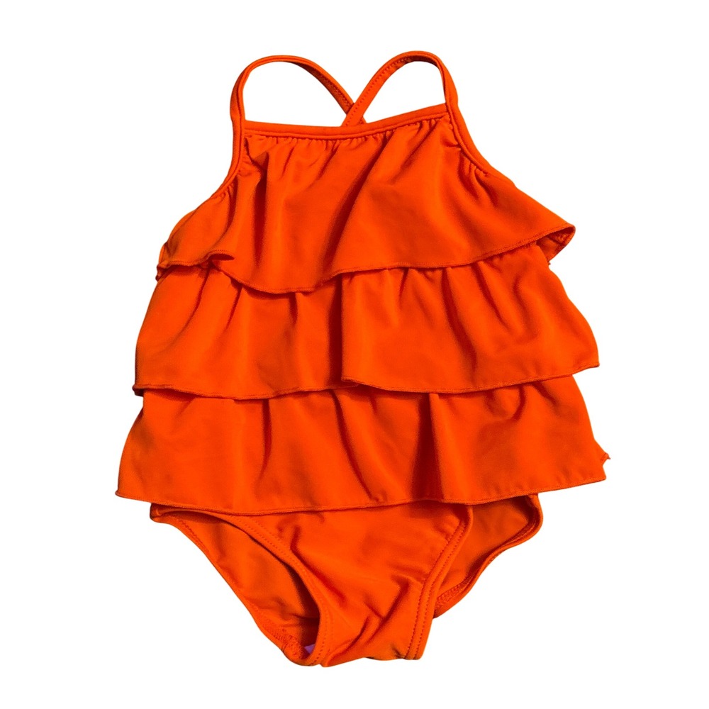 Carter's Baby Girls‎ Red Tiered Ruffle One-Piece Swimsuit Size 6 Months